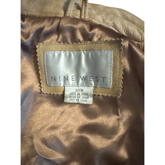 Vintage 90s Nine West Beige Soft Lather Button Up Jacket Women's Small - Picture 11 of 12